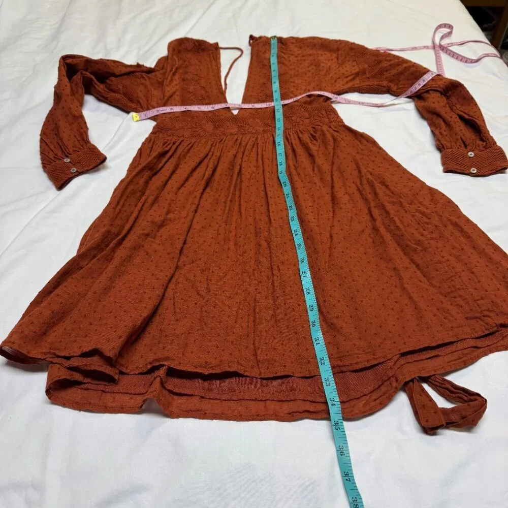 Free People Cinnamon Sugarpie‎ Plunge Mini Dress – Size Small, EUC